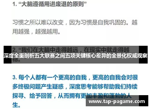 深度全面剖析五大联赛之间五项关键核心差异的全景化权威观察